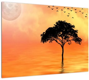 Tablou cu copac în apus de soare (70x50 cm)