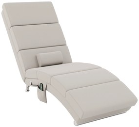 HOMCOM Fotoliu relax salon fotoliu de masaj și încălzire șezlong cu telecomandă și pernă, efect de lin, crem | Aosom Romania
