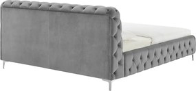 Pat elegant tapitat cu catifea gri MODERN BAROCK 160x200cm A-46161 VC