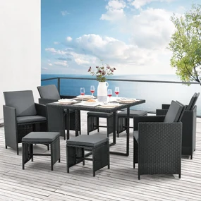 Juskys Set canapele de grădină din ratan Baracoa L