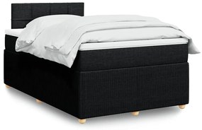 vidaXL Pat box spring cu saltea, negru, 120x200 cm, textil