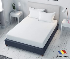 Cearceaf de pat alb cu elastic Evostar bumbac100% ranforce /90x200 cm dimensiune standard