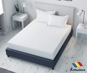 Cearceaf de pat alb cu elastic Evostar bumbac100% ranforce /90x200 cm dimensiune standard