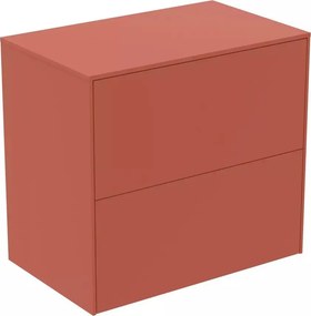 Dulap baza suspendat Ideal Standard Atelier Conca 2 sertare cu blat 60 cm rosu - oranj mat