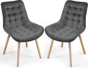MIADOMODO Set scaune de sufragerie matlasate, gri închis 2 b