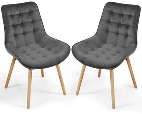 MIADOMODO Set scaune de sufragerie matlasate, gri închis 2 b