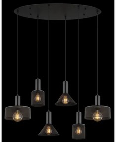 Globo 15648-6H - Lustră suspendată pe cablu JEDD, 6xE27/60W/230V, negru