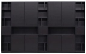Bibliotecă modulară neagră din lemn masiv de pin 340x210 cm Finca – WOOOD