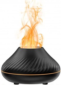 Umidificator cu difuzor de aroma cu flacara falsa 3D lumina de noapte cu 7 culori, difuzor de uleiuri esentiale si ceata rece cu ultrasunete, negru, 130 ml