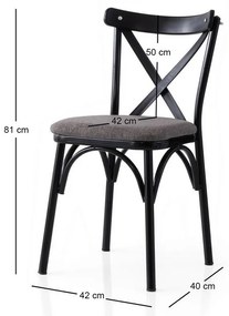 Set de scaune de sufragerie Ekol Grey and Black, 2buc.