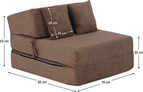 Saltea pliabilă/fotoliu extensibil, 2 in 1, maro deschis, PELOS