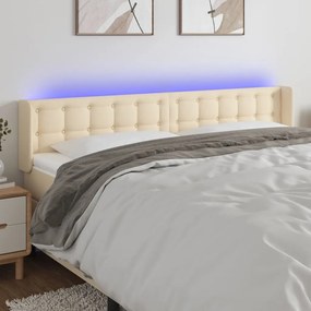 3123681 vidaXL Tăblie de pat cu LED, crem, 163x16x78/88 cm, textil