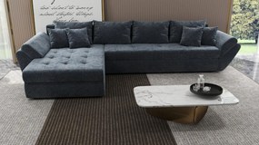 Colțar extensibil dumonde cu ladă de depozitare si sezut confortabil din spuma high-density, Loana XL Euphoria Grafit 335x185 cm