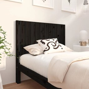 Tablie de pat, negru, 105,5x4x100 cm, lemn masiv de pin 1, Negru, 105.5 x 4 x 100 cm