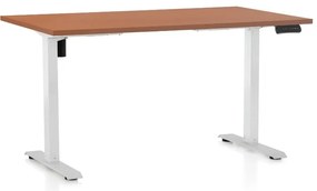 Masa inaltime reglabila OfficeTech B, 120 x 80 cm, bază albă, cireașă