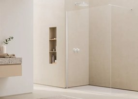 Paravan dus sticla walk-in 90x200 cm, alb, sticla 8 mm, Ronal Easy Alb, 900x2000 mm