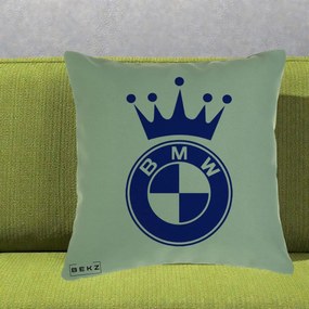Perna Personalizata cu emblema BMW si Coroana, 40x40 cm, Verde, Husa Detasabila, Perna Inclusa, BEKZ®