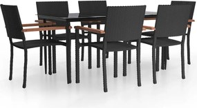 vidaXL Set mobilier de grădină, 7 piese, negru, poliratan