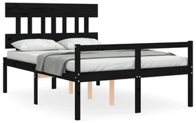 3195415 vidaXL Cadru de pat senior cu tăblie, 120x200 cm, negru, lemn masiv