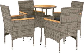 vidaXL Set mobilier grădină cu perne 5 piese gri poliratan/lemn acacia