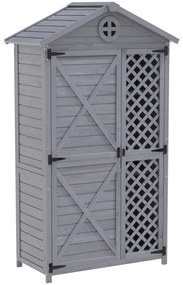 Depozit de mobilier de grădină din lemn pentru exterior, magazie de unelte rezistentă la intemperii, cu mult spațiu de depozitare și construcție din lemn stabilă, 90×56,5×175,3 cm, Gri
