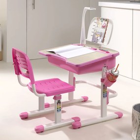 442704 Vipack Birou reglabil pentru copii „Comfortline 301” cu scaun, roz/alb