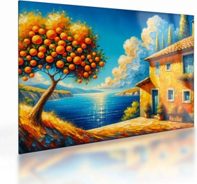 Tablou pe sticlă - Casă cu portocale II. (70x50 cm)