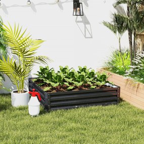 Outsunny Jardiniera Pat de Gradina Inaltat Galvanizat Cadru din Otel pentru Legume Flori Plante Aromatice 120X120X30cm | Aosom Romania