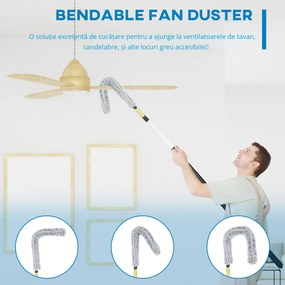 HOMCOM Kit de Curățare cu Stâlp Telescopic 3,5m și Cap Pliabil, Microfibră pentru Praf | Aosom Romania