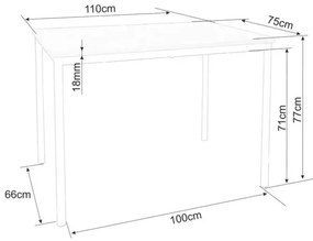 Masa de dining CITY 110x75 cm, stejar artisan