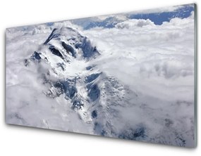 Tablou pe sticla Munte Ceață Peisaj Gri Alb