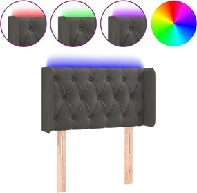 vidaXL Tăblie de pat cu LED, gri închis, 83x16x78/88 cm, catifea