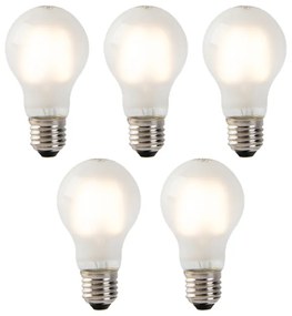 Set de 5 becuri LED cu filament E27 sticlă mată A60 2W 180lm 2700K