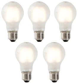 Set de 5 becuri LED cu filament E27 sticlă mată A60 2W 180lm 2700K