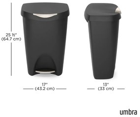 Coș de gunoi negru cu pedală din plastic 50 l Brim – Umbra