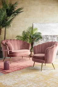 Canapea cu 2 locuri roz pudra din catifea si lemn de Pin, 130 cm, Giliola Bizzotto