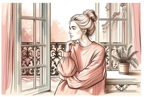 Tablou priveliște romantică de la fereastră