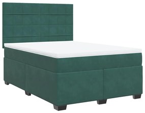 3290909 vidaXL Pat box spring cu saltea, verde închis, 140x190 cm, catifea