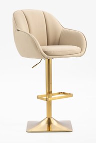 HR2055KW Scaun Crem din Piele Ecologica cu Bază Aurie