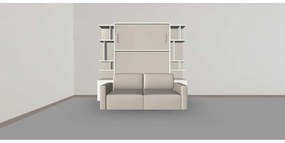 Set pat rabatabil dublu cu somiera inclusa, canapea cu 2 locuri si 2 biblioteci (50 cm) - royal small bookcase set (150x200)