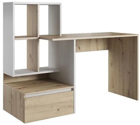 Birou MARLO cu poliță, stejar artisan/alb