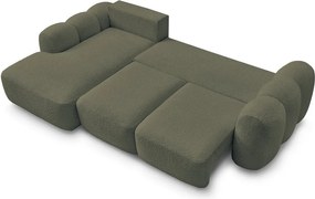 Colțar verde extensibil/cu spațiu de depozitare cu tapițerie din țesătură bouclé (cu colț pe partea stângă/cu șezlong) Montaigne – Bobochic Paris