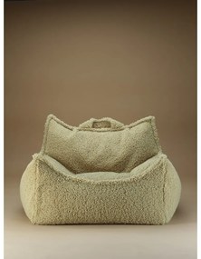 Fotoliu puf pentru copii verde cu tapițerie din țesătură bouclé Chair – Wigiwama