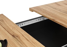 Masă extensibilă de sufragerie cu 3 niveluri de depozitare, 110-140×70×76 cm, Negru