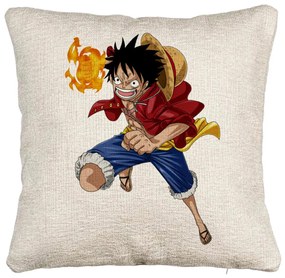 Perna Decorativa Canapea cu One Piece Luffy, 40x40 cm, Cu fermoar