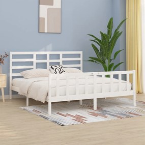 3107634 vidaXL Cadru de pat, alb, 200x200 cm, lemn masiv de pin