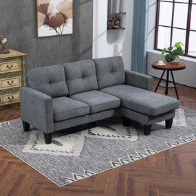 HOMCOM Colţar în formă de L, Şezlong reversibil, Canapea cu blouse, Gri Închis | Aosom Romania
