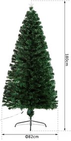 HomCom Albero di Natale Artificiale 230 Rami in PVC con Luci LED Φ82 x 180cm Verde