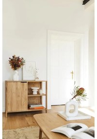 Dulap în culoare naturală din lemn de stejar 95x80 cm Twig – The Beds