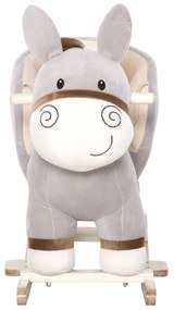 HOMCOM balansoar magarus, leagan cu sunete, jucarie moale pentru copii 61x34x58 cm gri  | AOSOM RO